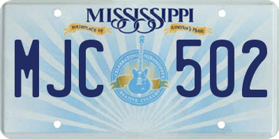 MS license plate MJC502