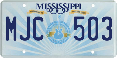 MS license plate MJC503