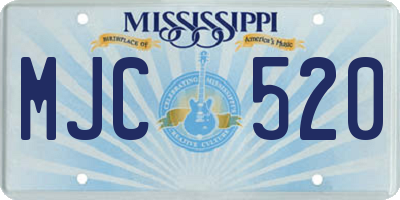 MS license plate MJC520