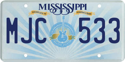 MS license plate MJC533