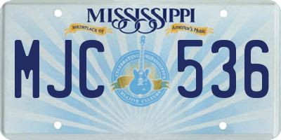 MS license plate MJC536
