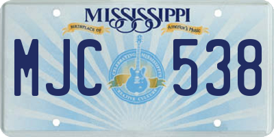 MS license plate MJC538