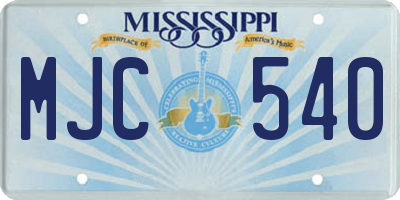 MS license plate MJC540