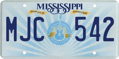 MS license plate MJC542