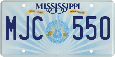MS license plate MJC550