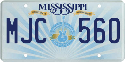 MS license plate MJC560