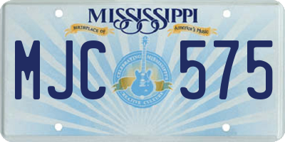 MS license plate MJC575