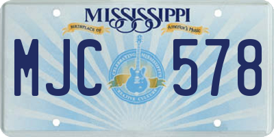 MS license plate MJC578