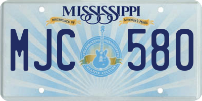 MS license plate MJC580