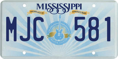 MS license plate MJC581