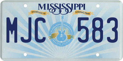MS license plate MJC583