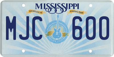 MS license plate MJC600