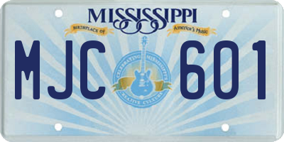MS license plate MJC601