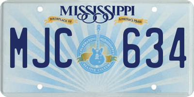 MS license plate MJC634