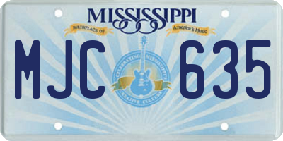 MS license plate MJC635