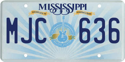 MS license plate MJC636