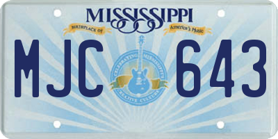 MS license plate MJC643