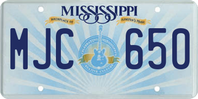 MS license plate MJC650