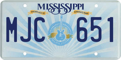 MS license plate MJC651