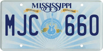 MS license plate MJC660