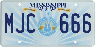 MS license plate MJC666