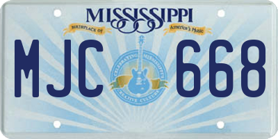 MS license plate MJC668