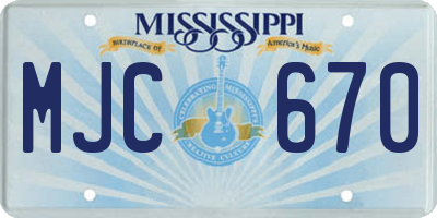 MS license plate MJC670