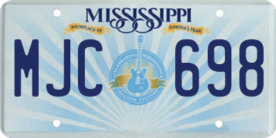 MS license plate MJC698