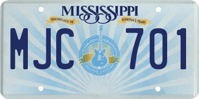 MS license plate MJC701