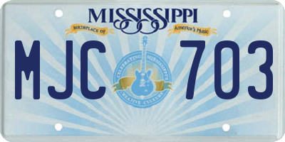 MS license plate MJC703