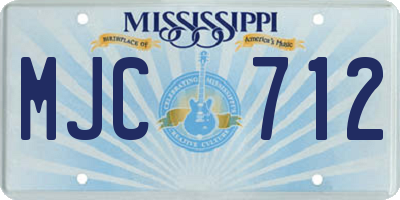 MS license plate MJC712