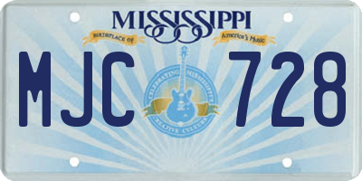 MS license plate MJC728
