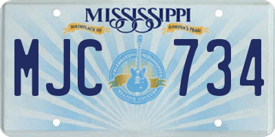 MS license plate MJC734