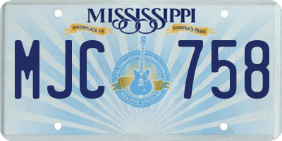 MS license plate MJC758