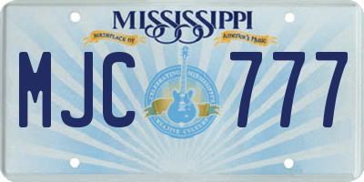 MS license plate MJC777