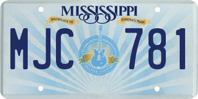 MS license plate MJC781