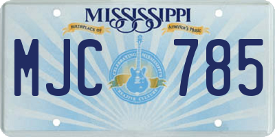 MS license plate MJC785
