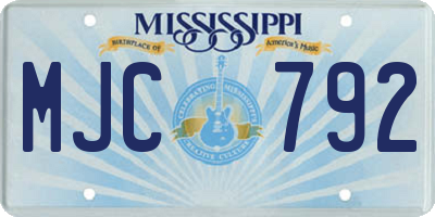 MS license plate MJC792