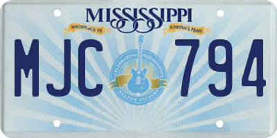 MS license plate MJC794