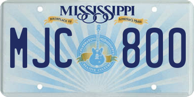 MS license plate MJC800