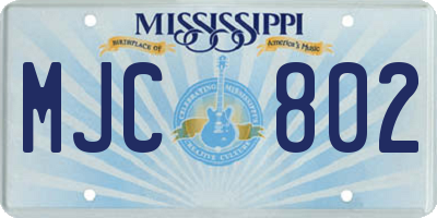 MS license plate MJC802