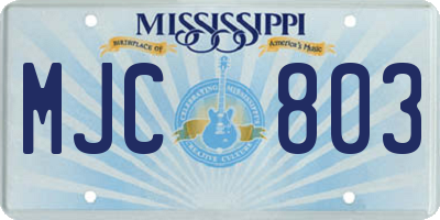 MS license plate MJC803