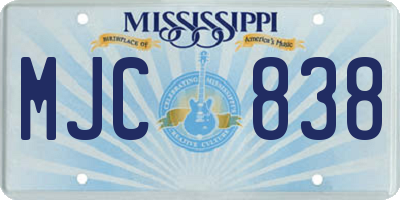 MS license plate MJC838