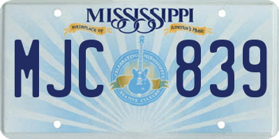 MS license plate MJC839