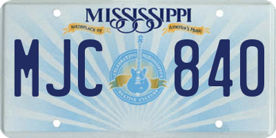 MS license plate MJC840