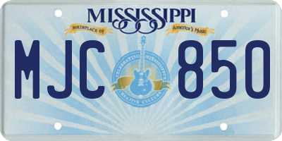MS license plate MJC850