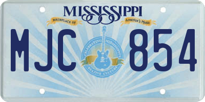 MS license plate MJC854