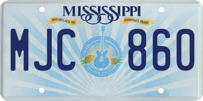MS license plate MJC860