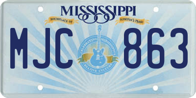 MS license plate MJC863