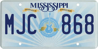 MS license plate MJC868